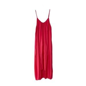 Sunset & Spring Coral Midi Maxi Dress L Sleeveless Breathable Flowy Resort